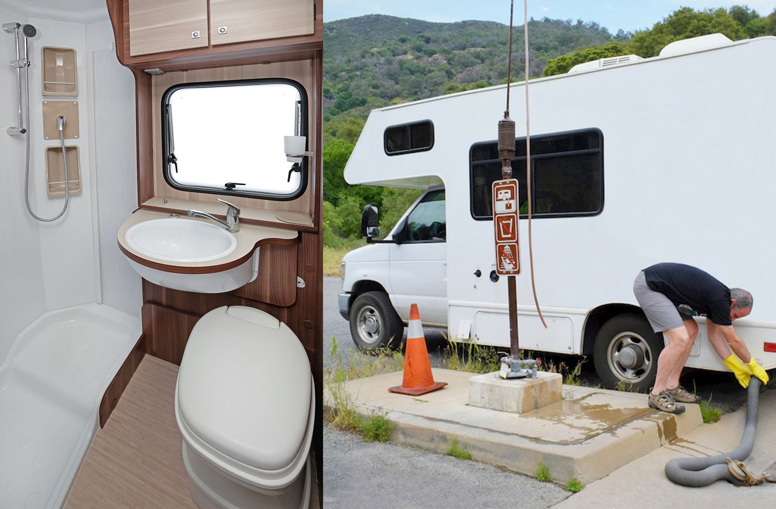Portable RV/camper toilet and holding tank setup in London, Kentucky
